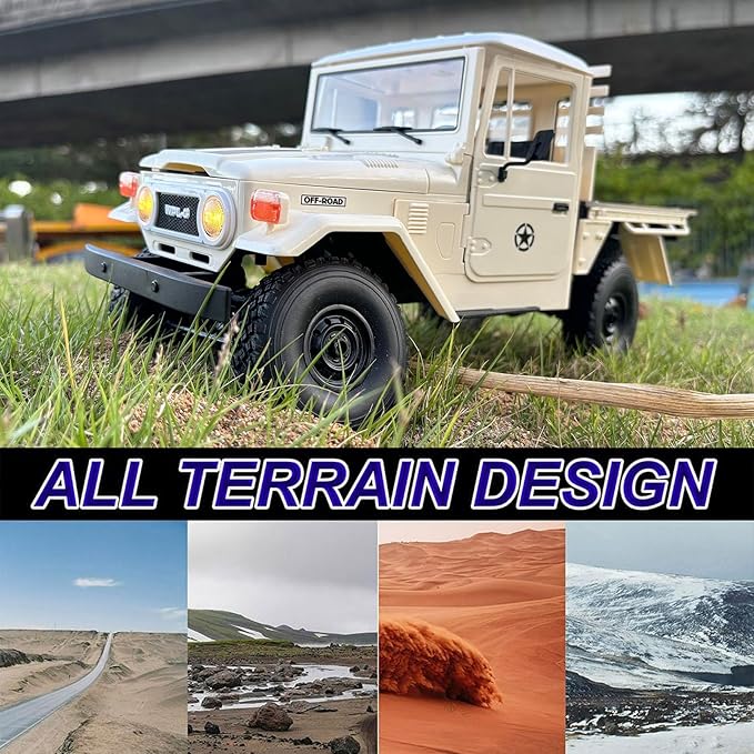 WPL C44 RC Rock Crawler RC Truck 4x4 1/16 Scale Remote Control Crawler Pickup Off Road All Terrain RTR with Proportional Control 370 Motor Upgraded Chassis Hobby Model for Adult