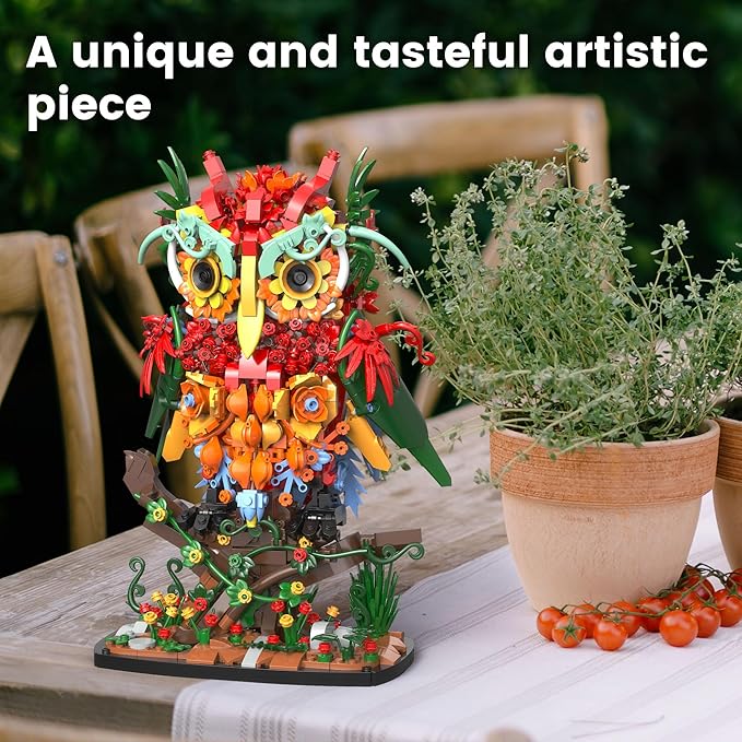 JOJO&ampPeach Flower Owl Animal Building Toys for Adults &amp Teens A Floral Bird Model Kit for The Home Decor &amp Office Display Botanical Collection Birthday Gift for Women Girls Aged 10+ (130