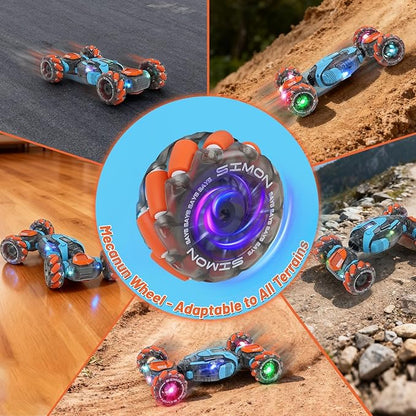 Remote Control Stunt Car for Kids - Gesture Sensing RC Twist Toys Birthday Gifts for Boys Aged 5-7 8-12 Years Old 2.4GHz Hand Controlled Off-Road Vehicle with Lights and Music