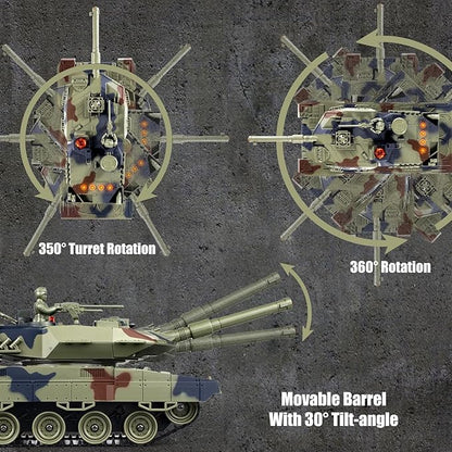 1/24 RC Tank Remote Control Ger Leopard II Army Model Tank with Sound Effects Lights and Smoke 2.4G Military Model Toy for Kids Perfect Birthday for Boys 6+ Years Old