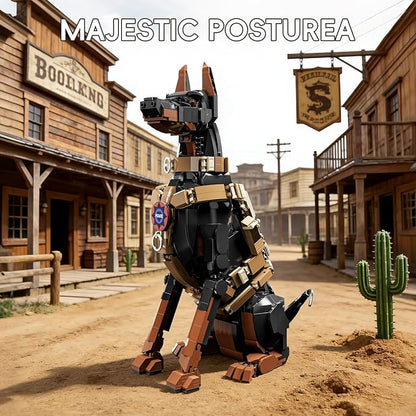 Doberman Pinscher Building Set 1376 Pieces Realistic Police Dog K9 Model Kit with Tactical Harness Large Sitting Animal Pet Construction Toy Guardian Statue Gift for Dog Lovers &amp Adults