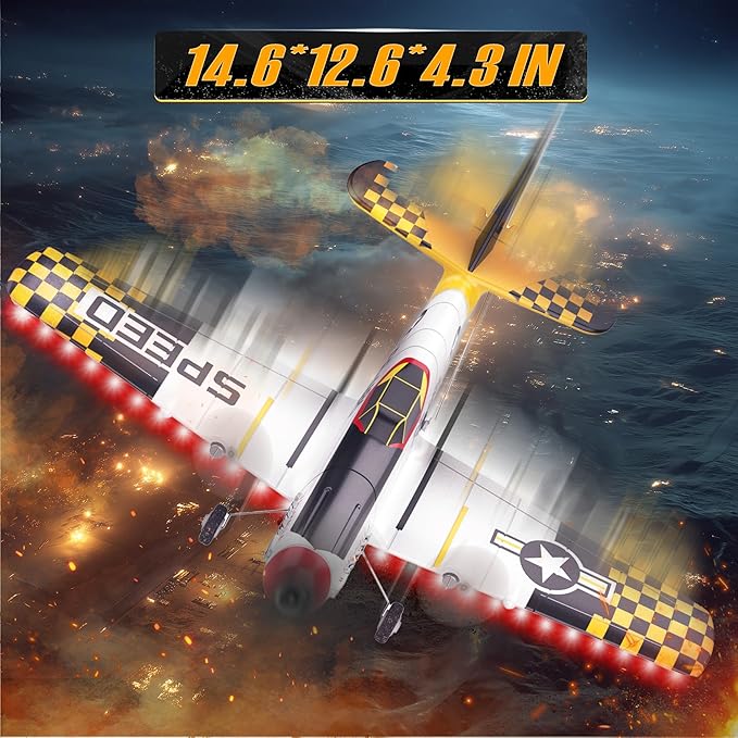 BEZGAR RC Plane Drones for Kids 6-axis Gyro Remote Control Airplane RC Helicopter Easy Control for Beginners Toys with Colorful LED Navigation Lights Yellow