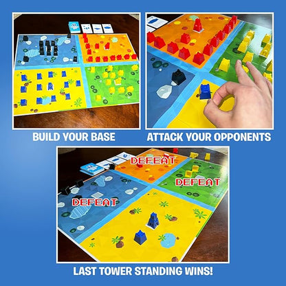 Pixel Forts Board Game by Uzzle Games | Fun Games for Kids (Age 6+) Teens Family Board Games | Build Your Defense &amp Protect Your Fort Interactive Building Game for Home School Work &amp Trav