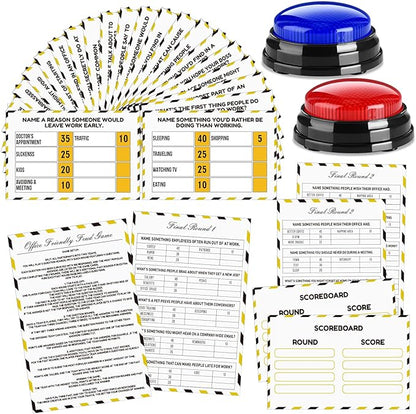 Office Party Friendly Feud Game with 2 Answer Buzzers Team Building Feud Cards for Family Game Night Fun Trivia Quiz for Work Staff Coworkers Groups