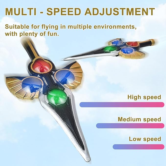 Flying Sword RC Airplane Gesture Control Airplane for Kids Adult 8-16 Remote Control Drone Sword with Light 360° Flip Gravity Sensing Stunt Roll Gifts for Kids Boys Girls Gold