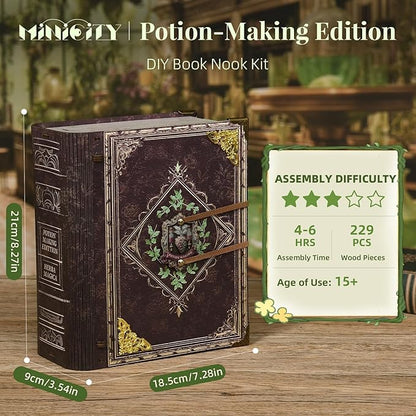 Book Nook KitTiny House Kits to Build to Live inDIY Wooden Crafts for Adults Mini Model Kits with LED Birthday and Valentine's Day Gift for Adults (Potion-Making Edition)