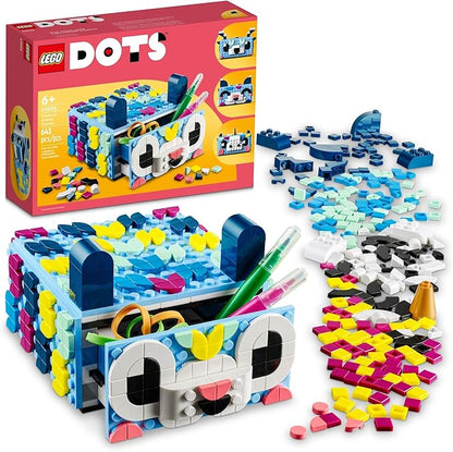 LEGO DOTS Creative Animal Drawer Building Toy 41805 Buildable Treasure Box Jewelry Box Desk Caddy Storage Box Arts and Crafts DIY Toy Mosaic Making Kit for Creative Kids Boys Girls Age 6+