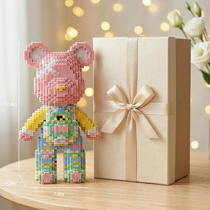 12.6 Princess Teddy Blocks Bear Building Bricks Set - Micro Figure for Adults - Collectible Home Decor for Bedroom or Office - Screen-Free Stress Relief - Gift Idea for Girls &amp Women