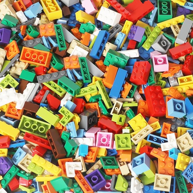 1000 PCS Building Bricks Compatible with Lego Classic - 1000 Pieces Basic Bulk Building Blocks in Random Color - Mixed Shape