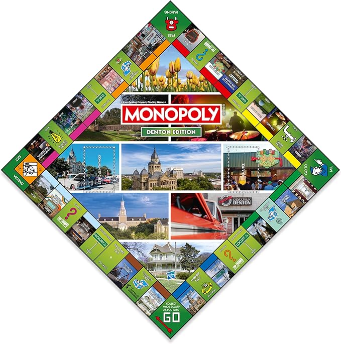 Monopoly Board Game Denton TX Edition : 2-6 Players Family Board Games for Kids and Adults Board Games for Kids 8 and up for Kids and Adults Ideal for Game Night
