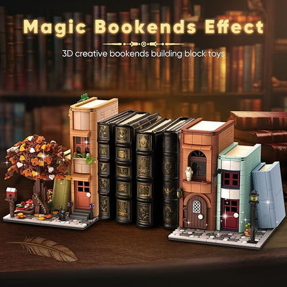 Bookend Magic House Building kit Home Decorative for Building Block Toy Bookcase Miniature House Model Building Cool Bookshelf Organizer and Home Decor 1488pcs