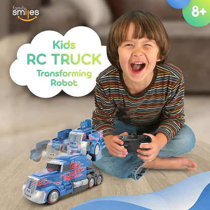Kids Transforming Robot RC Truck Toys Boys Ages 8-13 Remote Control Car 2 Batteries