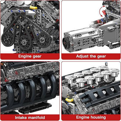 Mould King LR V10 Engine Model Kit for Adults 1834 Pcs Engine Kits That Runs DIY Mechanical Building Set for 14+ 10250 STEM Educational Toy Car Motor