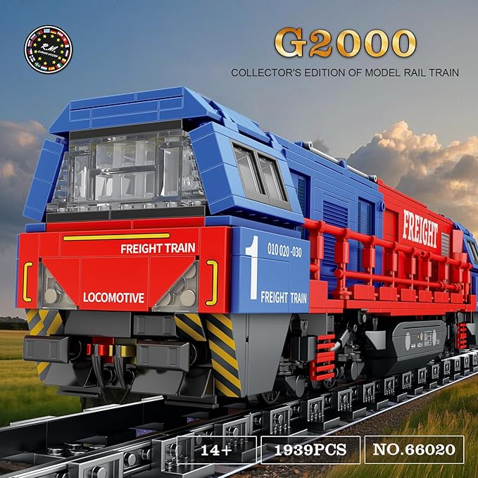 Reobrix Train Building Sets with BaseG2000 Freight TrainLocomotive City Truck Model Kit 66021Model for Adult Car LoversGift Ideas for Girls Boys Home Décor1980 PCS