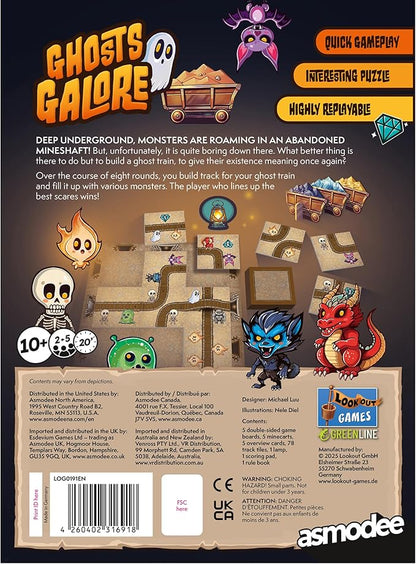 Asmodee Ghosts Galore Board Game - Build a Spooky Ghosthouse and Haunted Mine for Monsters in A Tile-Laying and Route-Building Strategy Game for Kids &amp Adults Ages 10+ 2-5 Players 20 Min Playti