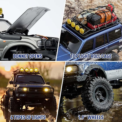 EAZYRC FMS Fcx18 1/18 Land Cruiser 80 Toyota RC Rock Crawler RTR 4x4 Off-Road Waterproof Hobby Grade RC Trucks All Terrains for Adults and Beginner(Yellow)