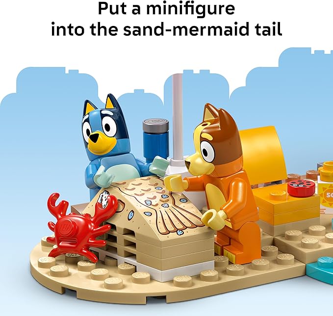 LEGO Bluey: Bluey’s Beach &amp Family Car Trip - Toddler Learning Toy for Kids 4+ - Includes Bluey Bingo and Mum Minifigures - Birthday Gift for Boys and Girls Ages 4+ - 11202