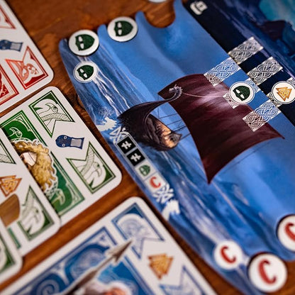 Knarr Board Game - Form the Greatest Band of Vikings! Thrilling Exploration and Strategy Game Fun Family Game for Kids &amp Adults Ages 10+ 2-4 Players 30 Min Playtime Made by Pandasaurus Games