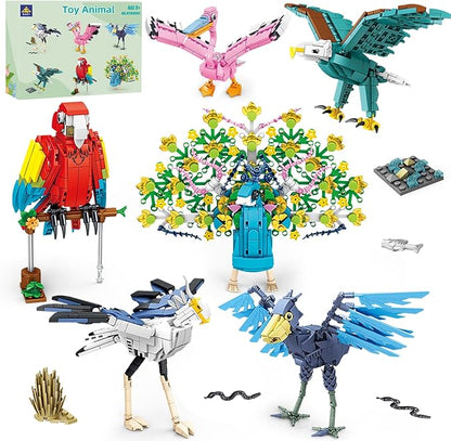 KAZI Bird Building Toy SetParrotPeacockFun Building Blocks for Kids Ages 8 and UpBuild and Display Birds Model for Bird EnthusiastsEaster Basket StuffersGift for Birds LoversParty Favors