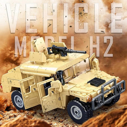 Off-Road Military Vehicle Set Inspired by WW2 Army Toys Model Kit with 2 Action Soldier Minifigures Gifts for Boys and Girls Aged 6-12 Compatible with Lego Set 265 PCS