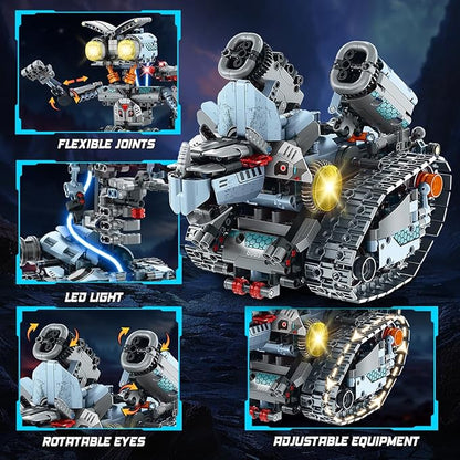 Robot Building Toy with Lights 5 in 1 Robotic Building Set with APP &amp Remote Control RC Tech Tracked Tank Car Fighter Jet Model Kit 795 PCS Easter Gift for Kids Boys Girls Ages 8+