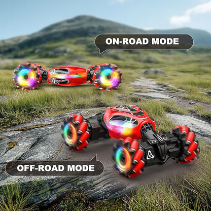 Gesture RC Car 1:18 4WD Transform Off-Road Stunt Car with Gesture &amp Remote Control 360° Flips Drift Vehicle with LED Lights Music All Terrain Toy Cars Gifts for Boys Girls Age 6-12