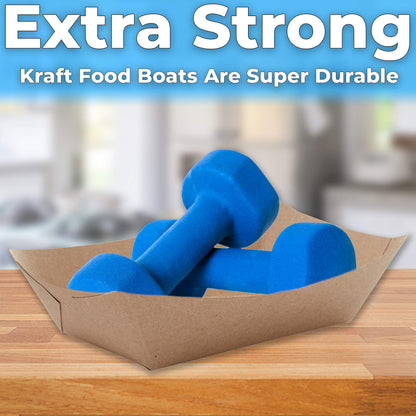 Avant Grub Eco Friendly USA-Made 3lb Food Holder Trays, 50-Pack. Compostable Kraft Paper Dishware Plates for Diners or Concession Stands. Sturdy Disposable 3lb Party Snack Boat. Ideal for Events!