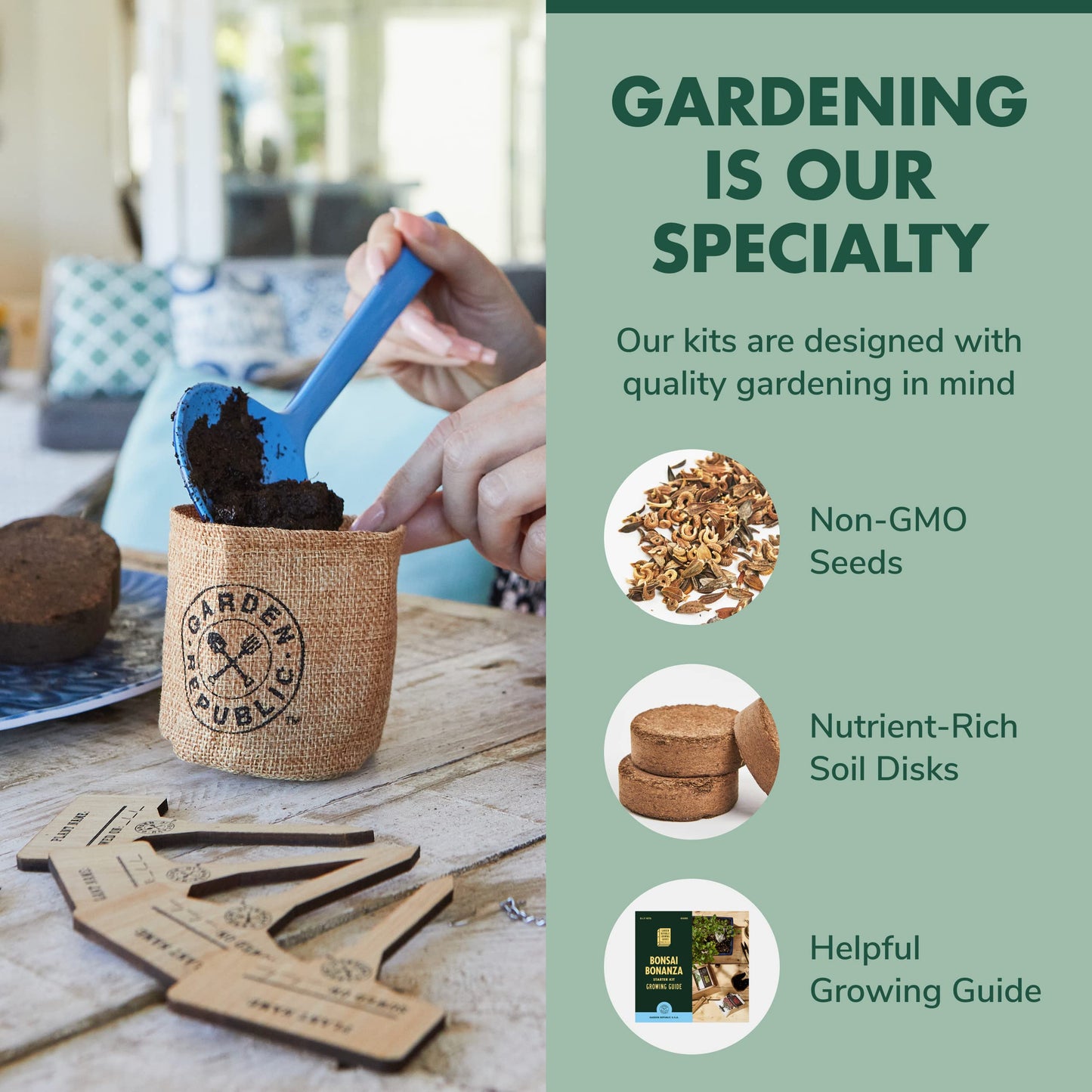 Garden Republic Bonsai Tree Kit - Grow 3 Mini Bonsai Trees, Indoor Plant Growing - Starter Kit with Seeds, Soil, Planters & Shears, Gardening Gifts for Women, Fathers Day Gardening Gifts