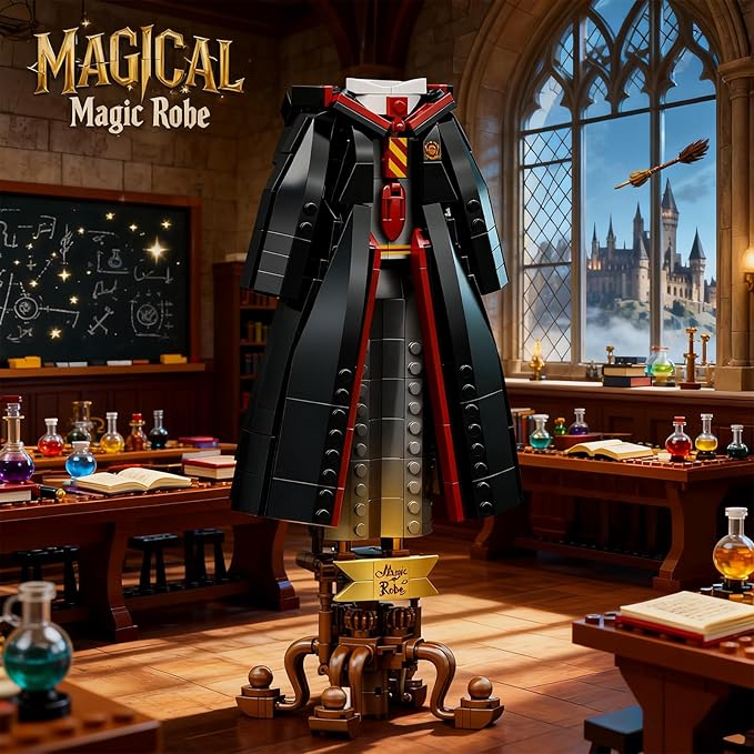 Magic Robe Building Blocks Sets Magic Clothes Building Model with Display Stand &amp Red Gold Tie for Fans Creative Gift for Adults Teens 661 PCS