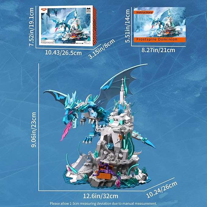 Frosted Dragon Toy Building Set Medieval Castle Buildings Blocks for Adult Teens Kids 8+ Boys Girls DIY Model Building Kits Home Office Decor Birthday 862PCS