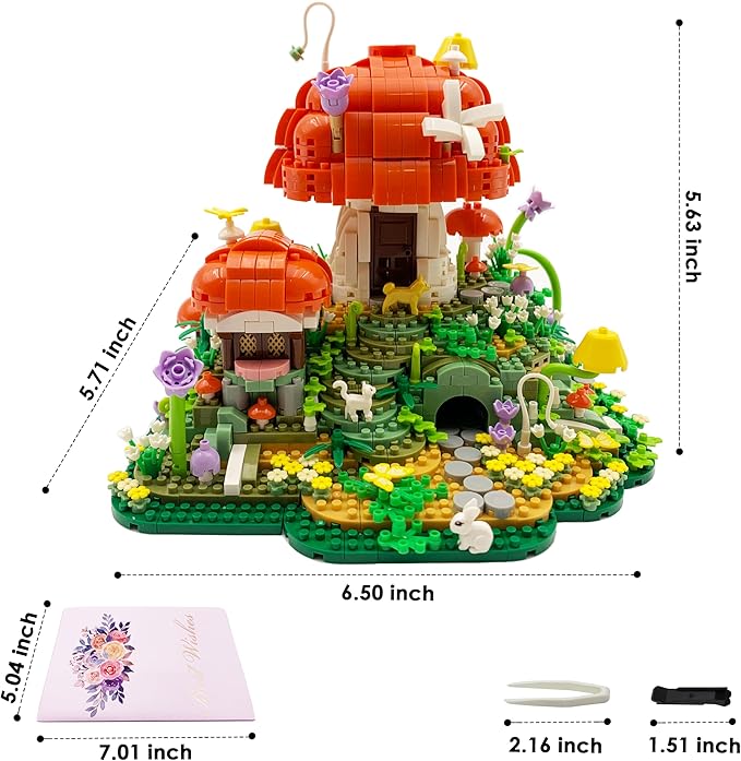 Mushroom House Micro Building Blocks Set2798 PCS Mini Treehouse Architecture Building Sets for Adults TeensMicro Japanese Sakura Bonsai Tree BricksCreative Collectible Gifts for Kids 14+