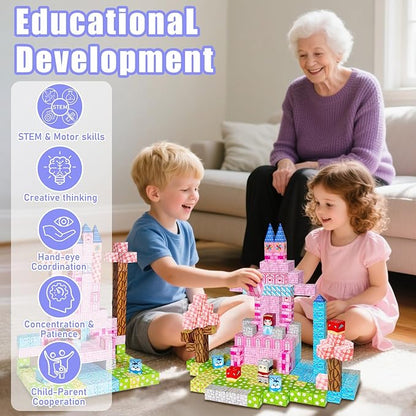 100PCS Magnetic Blocks Magnetic Building Blocks STEM Constructions Magnet Blocks for Boys Girls Age 3 4 5 6 7 8 9 10 Sensory Stacking Toy Christmas Birthday Gifts for Kids