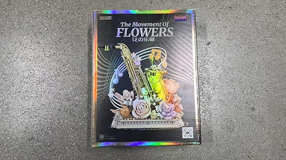 Mini Building Blocks Sets Flower Saxophone - 1000+PCS Musical Instrument Micro Building Bricks Kit Toy - Creative Ideals Collectible Architecture Decoration Gift for Adults(Saxophone Flower)