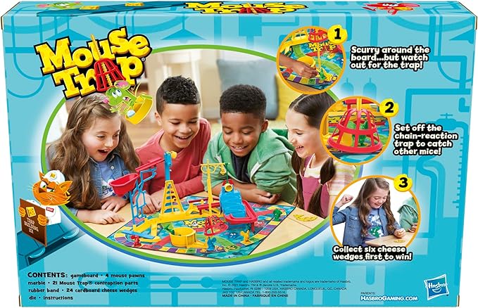 Hasbro Gaming Mouse Trap Board Game for Kids Ages 6 and Up Classic Game for 2-4 Players with Easier Set-Up Than Previous Versions