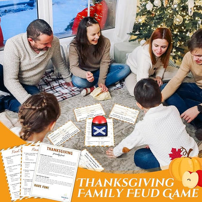 Syhood Thanksgiving Friendly Feud Game with 2 Answer Buzzer Friendsgiving Family Card Family Trivia Quiz Game Night for Party Office Adults Large Groups Teams