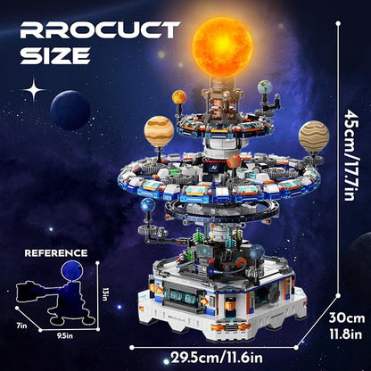 Rotating Solar System Building Set with LED Lights 2900 PCS Collector's STEM Model Kit 8 Orbiting Planets &amp Glowing Sun – Educational Gift for Adults Kids 8+ Astronomy Enthusiasts