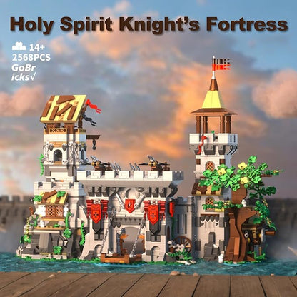 Medieval Castle Building Blocks for Adults Toy Buildings Set 2 in 1 Folding Model Kits for Teens Boy Girl 14+ Home Office Decor Birthday Knight's Fortress 2568PCS