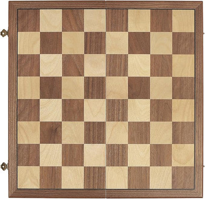 Walnut 15 Magnetic Checkers Board Game Set - Folding Wooden 8x8 Chessboard with 24 Interlocking Pieces Storage Slots - Family Strategy Game for Beginners &amp Kids Adults