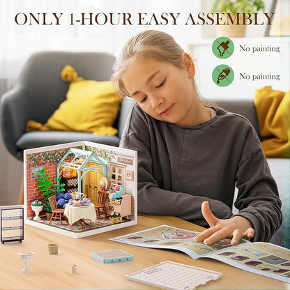 Rolife Super Creator-DIY Plastic Miniature House for Adults Mini Blocks Model Kit Building Set for Teens 8-12 DIY Crafts/Hobbies/Building Blocks Toys for Teens&ampAdults (Blooming Tea Garden)