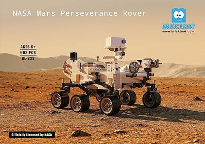Brick Loot NASA Mars Rover Perseverance Building Kit – 603-Piece Lego-Compatible Space Exploration Model with Ingenuity Helicopter Premium ABS STEM DIY Set for Kids &amp Adults Display Collectible