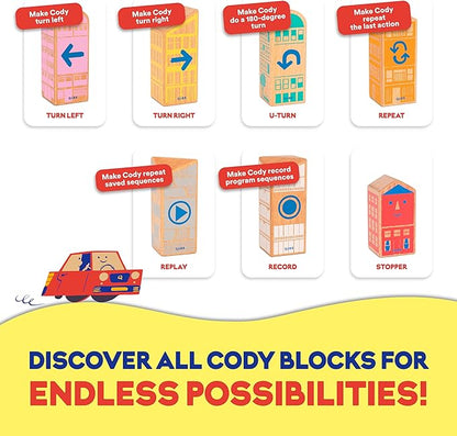 Cody Block Repeat Expansion Set Educational Wooden Building Blocks and Car STEM Toys for Preschool Kids Ages 3+