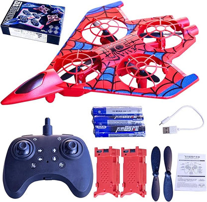 Remote Control AirplaneRC Plane for Adults with LED Lights 360° Flip Fighter Jet Drone Flying Toys Easy to Fly for Beginner 14+ Years Old (Red)