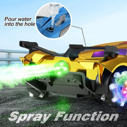 SASBSC Lamb Remote Control Car for Boys 4-7 8-12 Rc Cars with 360° Rotation Spray Music &amp Lights 1:12 Rechargeable Rc Car Toys 10-12km/h Sport Race Toy Cars Gifts for Kids (Gold)