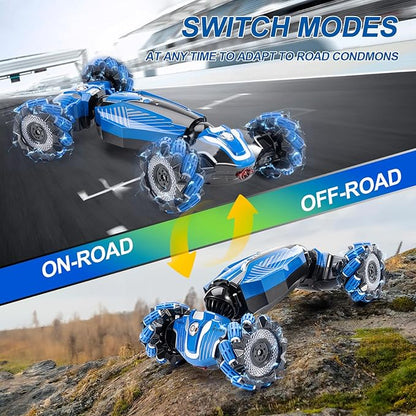 RC Stunt Car 2.4GHz 4WD Drive Remote Controlled Gesture Sensor Toy Car Hand Remote Control car with 360° Flipping Light and Music Children's Toys for Boys and Girls Aged 5-13
