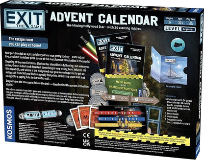 EXIT: The Game - Advent Calendar - The Missing Hollywood Star | Christmas | Calendar | Advent | Mystery Game | Family Activity | Ages 10+