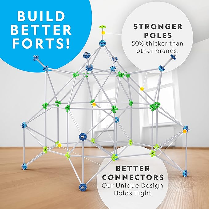 National Geographic Indoor Fort Building Kit - 225 Pieces for Creative Play STEM Building Toys for Kids Ages 6-12 Blanket Fort (Amazon Exclusive)