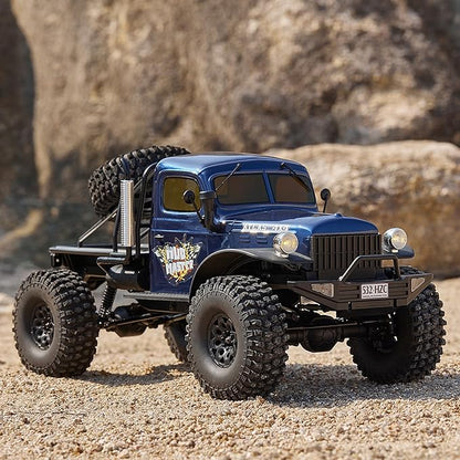 EAZYRC FMS Rochobby 1/10 Atlas Ready Set RC Crawler RC Truck 4X4 with Lighting 2.4GHz RadioBall Bearing Metal-Gear Full4 Link SuspensionRapid Separation Car Body for Adult (Blue)
