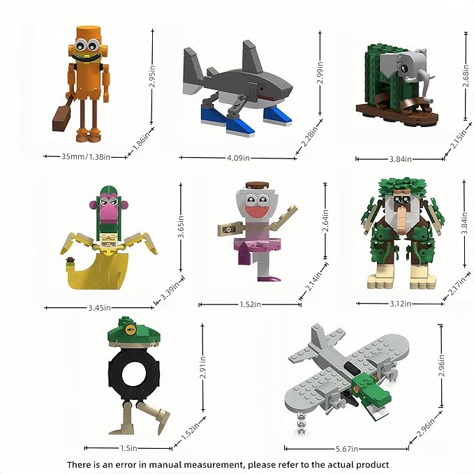 8 Pcs Italian Brainrot Action Building Blocks SetTralalero Tralala Collectible Figurines.Viral Desk Decor Giftfor Kids Boys Girls and Adults