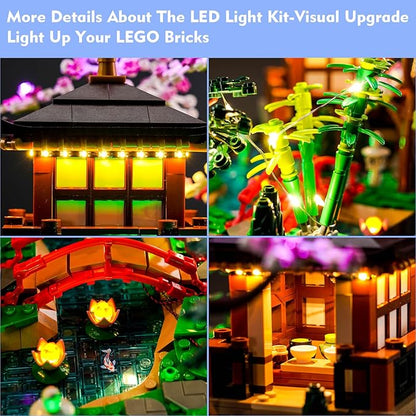 LED Light Kit Compatible with Lego Tranquil Garden 10315 Zen Garden DIY Lighting Set Compatible with Lego Japanese Architecture 10315 Building Set (Lights Only No Models)