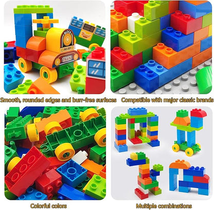 150 Pcs Classic Building Blocks Set for Toddlers 3-6 Large Building Bricks Train Educational Toy STEM Toys Compatible with Major Brands Gift for Kids